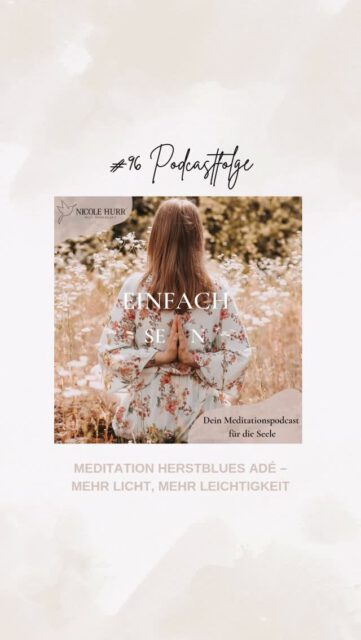 🎙️#96 MEDITATION HERSTBLUES ADÉ – MEHR LICHT, MEHR LEICHTIGKEIT
Ich bin endlich wieder zurück aus der Sommerpause (diesmal etwas länger als geplant) – dafür aber mit ganz viel neuer Energie, Inspiration und Kreativität. ✨
Ich freue mich riesig, euch wieder in die Welt der Meditation und Atemübungen begleiten zu dürfen.
In der heutigen Podcastfolge erwartet dich eine Meditation, um dem Herbstblues adé zu sagen – und stattdessen Licht, Wärme und innere Ruhe einzuladen. ☀️
Der Herbst steht wie kaum eine andere Jahreszeit für Veränderung.
Die Tage werden kürzer, das Licht weicher, Nebel legt sich über die Felder – und genau das spüren wir oft auch auf emotionaler Ebene.
Psychologisch betrachtet ist das kein Zufall:
Weniger Tageslicht bedeutet weniger Serotonin – also weniger Antrieb und gute Laune.
Unser Körper schaltet in einen natürlicheren, langsameren Rhythmus,
und gleichzeitig wächst das Bedürfnis nach Wärme, Nähe und Geborgenheit.
Diese Meditation kann dir helfen:
🧘♀️… dich mit Licht und innerer Wärme zu verbinden
🧘♀️… dein Nervensystem zu beruhigen und den Geist zu klären
🧘♀️… Ruhe, Geborgenheit und Vertrauen in dir zu spüren
Mach es dir gemütlich, zünde vielleicht eine Kerze an – und erlaube dir, einfach nur zu sein.
EINFACH SEIN. Dein Meditationspodcast für die Seele. Auftanken, Lieben, Sein.
Du findest meinen Podcast auf Spotify, Apple Podcast, meiner Webseite uvm. 🎧
Hat dir mein Podcast gefallen? Hinterlasse gerne eine Bewertung und teile deine Erfahrungen mit mir. ✨
#podcast #podcaster #podcastshow #podcasting #meditation #meditationpractice #meditationpodcast #einfachsein #slowdown #mentalhealth #autumn #herbst #fantasiereise #light #innerlight #fantasy #guidedmeditation #listening #applepodcasts #spotify