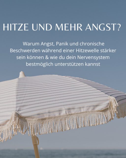 HITZE UND MEHR ANGST? 🥵

Warum Angst, Panik oder chronische Beschwerden bei Hitze oft stärker werden. Wir schauen uns Step für Step an was im Körper sowie im Nervensystem passiert und wie du dich gut unterstützen kannst. Manchmal ist schon eine andere andere Perspektive unheimlich entlastend. 

Wie geht’s dir gerade mit den warmen Temperaturen? 🌡️

#chronic #hitze #heatwave #anxiety #panic