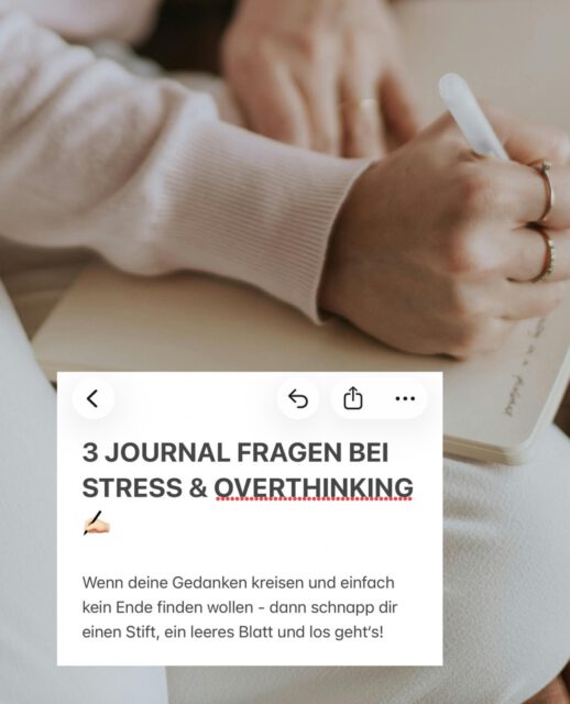 Wenn die Gedanken einfach kein Ende finden wollen - schnappe dir ein Blatt Papier und lass uns gemeinsam journalen ✍🏻

#journaling #overthinking #calmdown #stress #relief