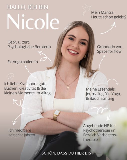 WILLKOMMEN AUF MEINEM PROFIL - SCHÖN, DASS DU HIER BIST. ☀️

Ich heiße Nicole Hurr und komme aus Offenburg, genauer gesagt aus der Ortenau bzw. dem Schwarzwald. 🌲

Im Jahr 2020 habe ich mein Fernstudium zur Psychologischen Beraterin an der Euro-FH in Hamburg erfolgreich abgeschlossen.

Mit der Gründung meiner eigenen Marke „Heute schon gelebt?“ vor fünf Jahren habe ich das Fundament für meine Selbstständigkeit als geprüfte und zertifizierte Psychologische Beraterin gelegt. Mein Schwerpunkt liegt im Bereich der mentalen Gesundheit, insbesondere in der Begleitung bei Stress und Ängsten – ergänzt durch Entspannungsmethoden wie Meditation und Atemtechniken. 
Ich berate und begleite Einzelpersonen sowie Unternehmen online, in der in Praxis  Offenburg und im Rahmen von Walk & Talk Coachings. 

Einen festen Platz in meinem Leben nimmt auch mein langjähriger Meditationspodcast „EINFACH SEIN.“ ein. 🎧

Darüber hinaus veranstalte ich in Offenburg Meditationsclasses und Workshops – heute auch unter dem Namen @spaceforflow: ein dynamischer Raum, um Achtsamkeit auf moderne Weise erlebbar zu machen.

Seit 2025 befinde ich mich in der Ausbildung zur Heilpraktikerin für Psychotherapie im Bereich Verhaltenstherapie. 

Abseits meiner beruflichen Tätigkeit meditiere ich leidenschaftlich gerne, praktiziere Yoga, versinke in guten Büchern oder tobe mich kreativ aus. 

MEIN ANTRIEB: 

Meine persönliche Reise begann vor zwölf Jahren mit einem traumatischen Erlebnis. In der Folge entwickelte ich eine schwerwiegende Angststörung mit Panikattacken, dissoziativen Symptomen und Depressionen. Nach insgesamt 3,5 Jahren Psychotherapie habe ich mich mit viel Willenskraft und Unterstützung Schritt für Schritt zurück in mein Leben gekämpft.

Es war ein Erlebnis, das mein Leben grundlegend verändert hat. Gleichzeitig hat mich dieser Weg zu meiner heutigen Mission und Lebensaufgabe geführt.

Dass ich heute andere Menschen auf ihrem Weg begleiten darf, erfüllt mich mit tiefer Dankbarkeit! 🥹 

Von Stress ins Fühlen. Vom Funktionieren ins Leben. Schritt für Schritt – in deinem Tempo. 

#psychologischeberatung #mentalhealth #aboutme #ortenau #offenburg